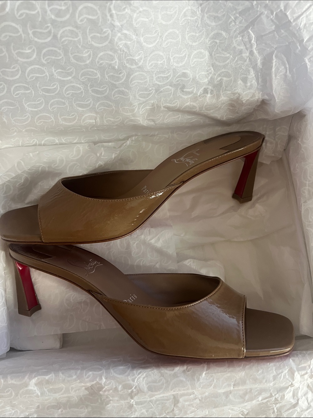 Christian Louboutin Patent Leather Open-Toe Kitten Heel